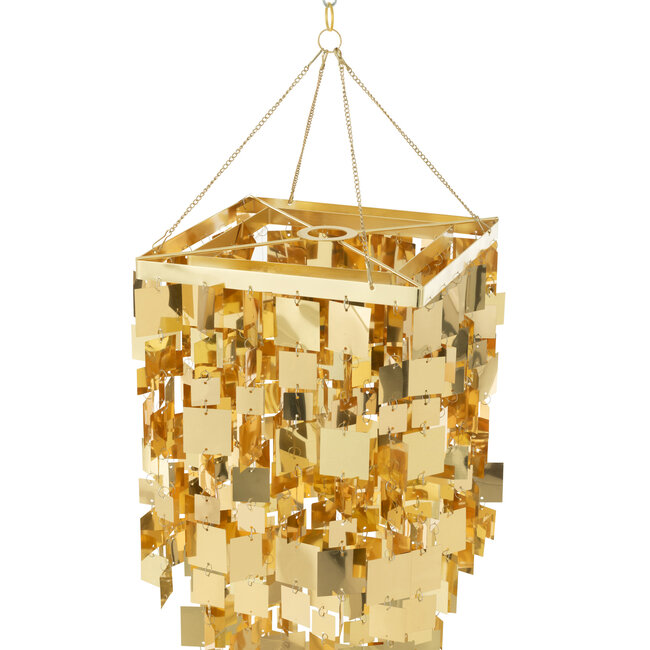 J-Line Lampenkap Kroonluchter Vierkant Pvc Goudkleurig Klein