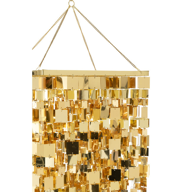 J-Line Lampenkap Kroonluchter Vierkant Pvc Goudkleurig Groot
