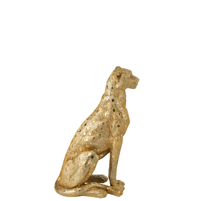 J-Line Luipaard staand polyresin goudkleurig medium