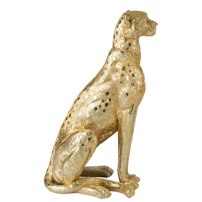 J-Line Luipaard staand polyresin goudkleurig groot