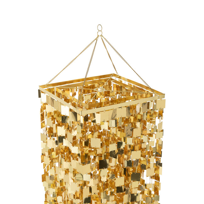 J-Line Lampenkap Kroonluchter Vierkant Pvc Goudkleurig Groot