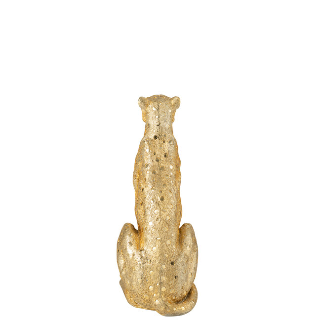 J-Line Luipaard staand polyresin goudkleurig medium