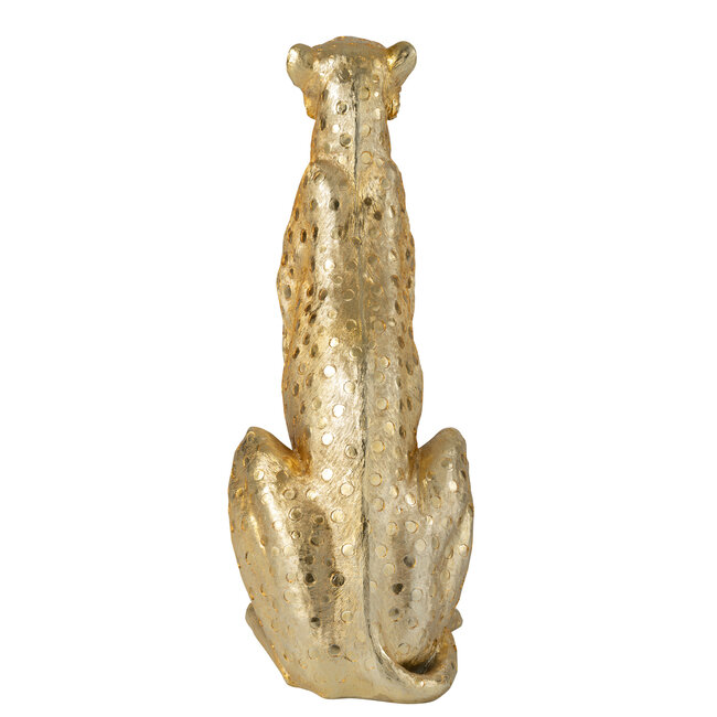 J-Line Luipaard staand polyresin goudkleurig groot