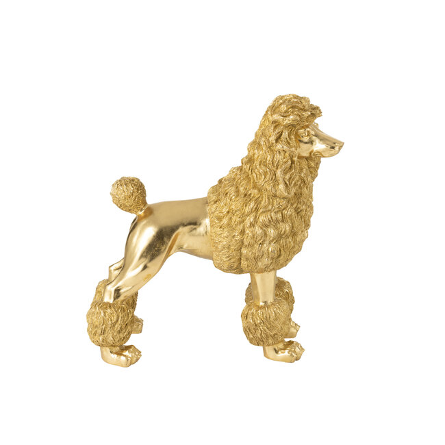 J-Line Poedel Staand Polyresin Goudkleurig Extra Groot