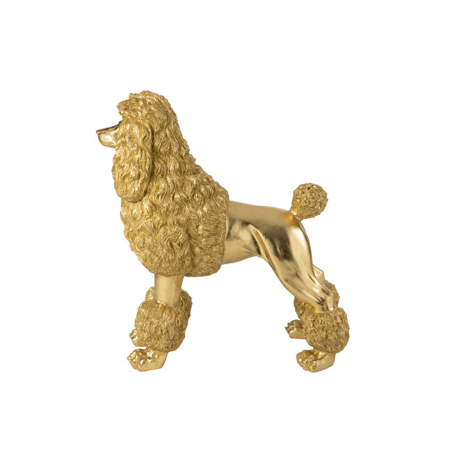 J-Line Poedel Staand Polyresin Goudkleurig Extra Groot