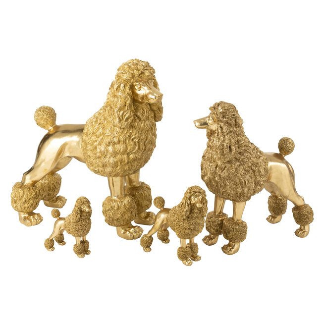 J-Line Poedel Staand Polyresin Goudkleurig Extra Groot