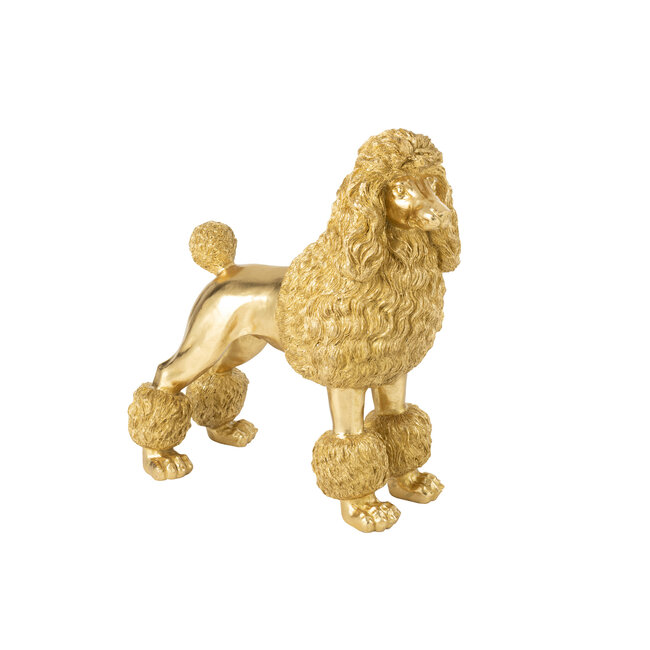 J-Line Poedel Staand Polyresin Goudkleurig Extra Groot