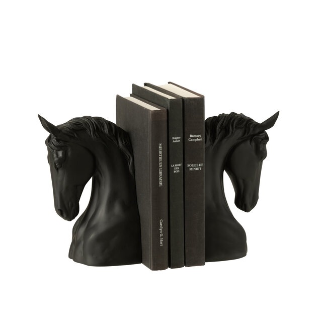 J-Line Set van 2 boekensteunen paard polyresin zwart