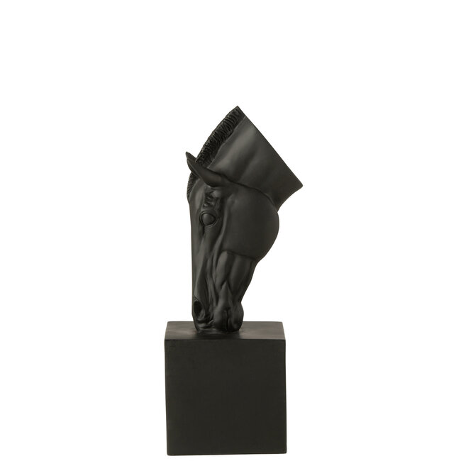J-Line Paard op voet Polyresin Zwart Klein