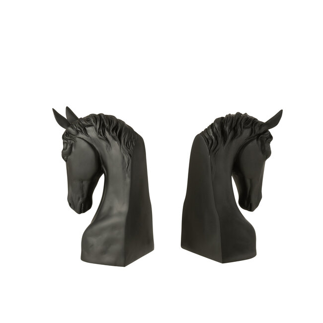 J-Line Set van 2 boekensteunen paard polyresin zwart