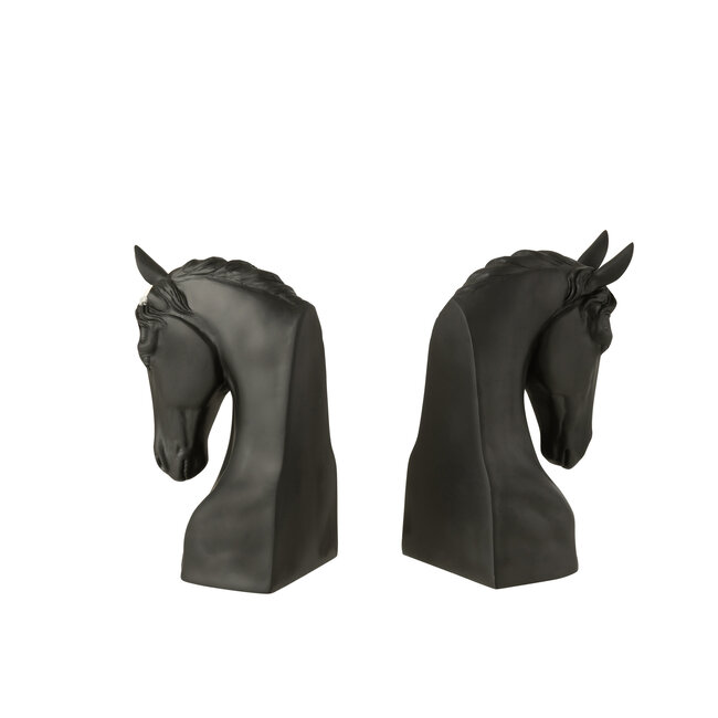 J-Line Set van 2 boekensteunen paard polyresin zwart