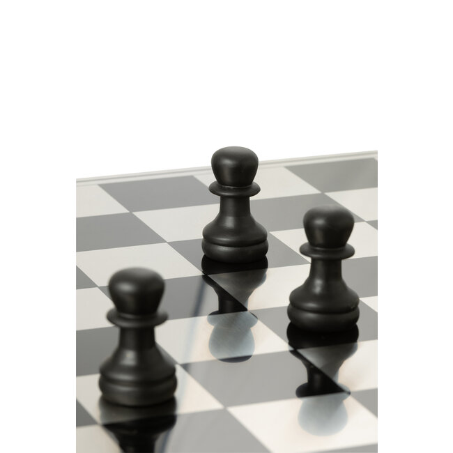 J-Line Schaakbord Polyresin Goudkleurig/Zwart