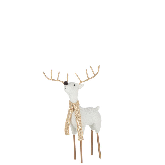 J-Line Rendier Sjaal Polyester Wit/Goudkleurig Klein