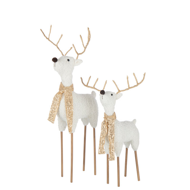 J-Line Rendier Sjaal Polyester Wit/Goudkleurig Groot