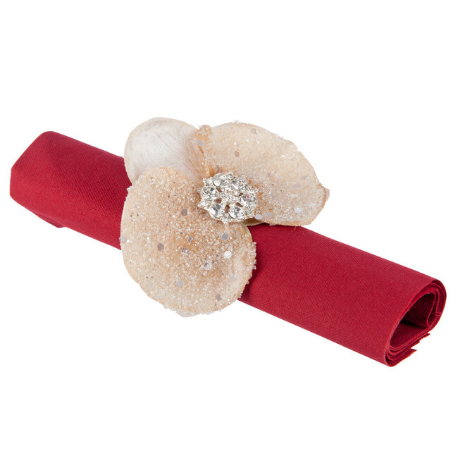 J-Line Rendier Sjaal Polyester Wit/Goudkleurig Klein