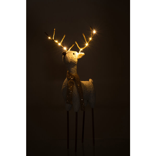 J-Line Rendier Sjaal Polyester Wit/Goudkleurig Groot