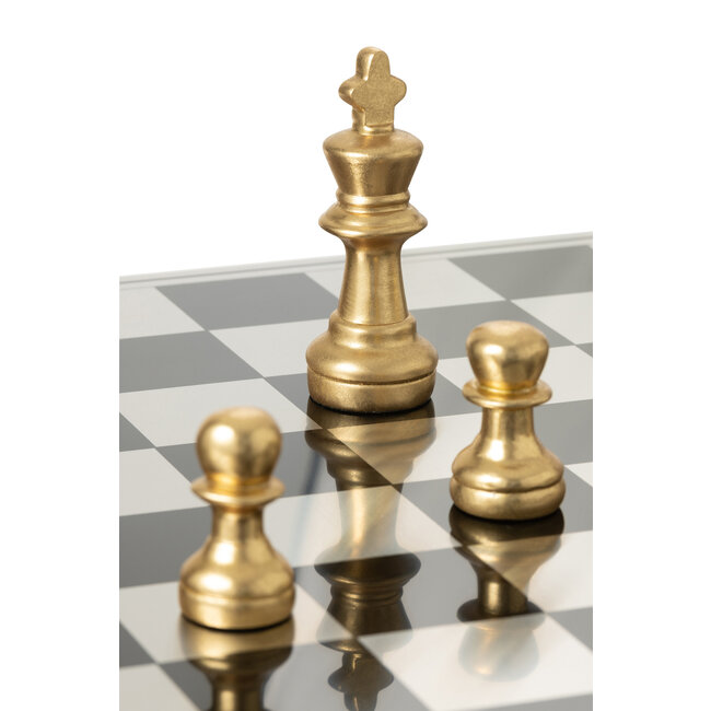 J-Line Schaakbord Polyresin Goudkleurig/Wit