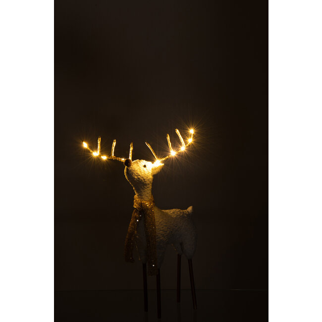 J-Line Rendier Sjaal Polyester Wit/Goudkleurig Klein