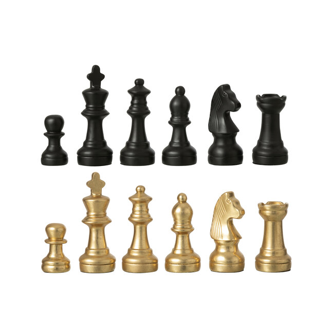 J-Line Schaakbord Polyresin Goudkleurig/Zwart