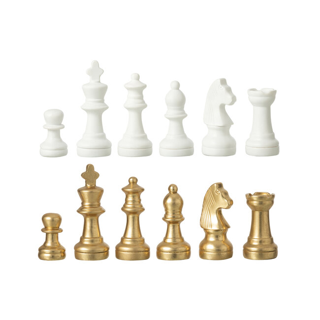 J-Line Schaakbord Polyresin Goudkleurig/Wit