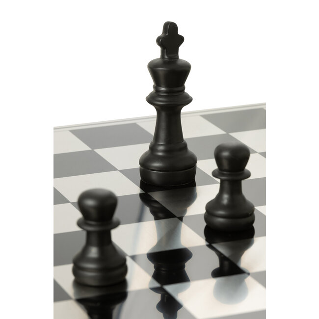 J-Line Schaakbord Polyresin Goudkleurig/Zwart