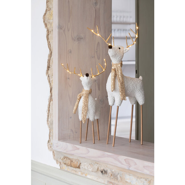 J-Line Rendier Sjaal Polyester Wit/Goudkleurig Groot