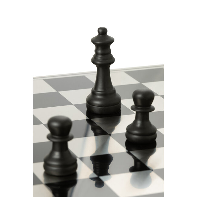 J-Line Schaakbord Polyresin Goudkleurig/Zwart