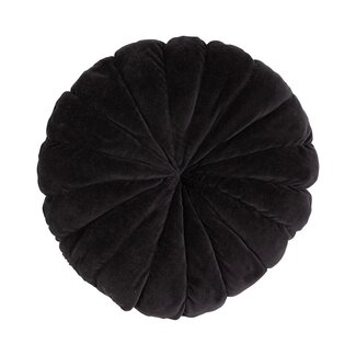 Linen & More Flower kussen zwart dia40x12cm