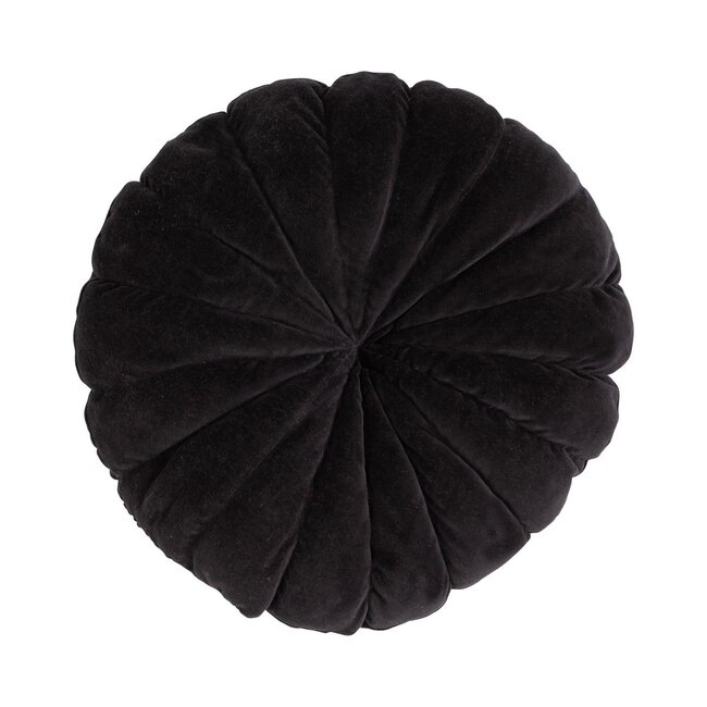 Linen & More Flower kussen zwart dia40x12cm