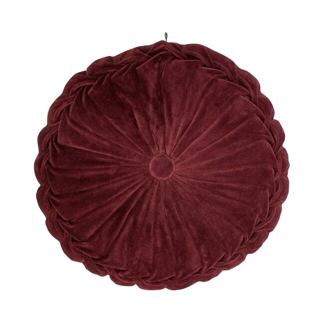 Linen & More Kanan Velvet kussen bordeaux dia40x10cm
