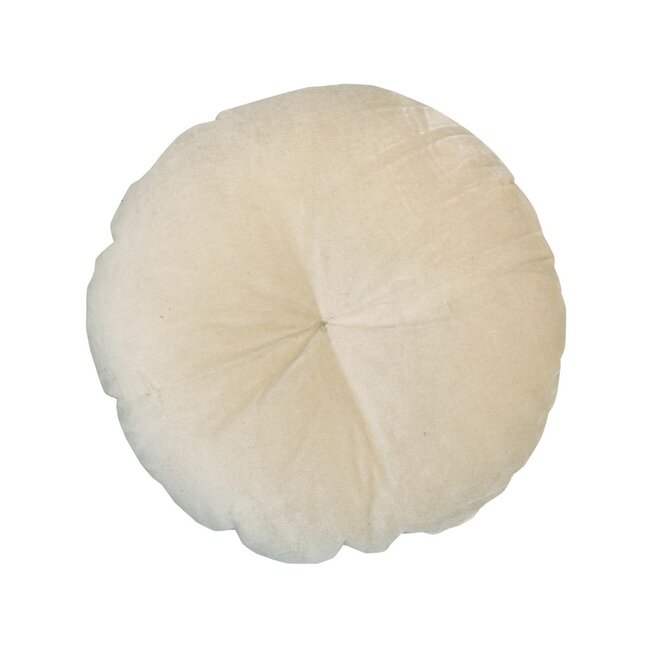 Linen & More Flower kussen beige dia40x12cm