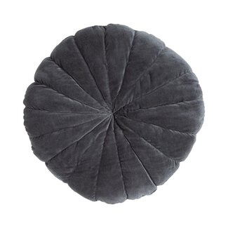 Linen & More Flower kussen grijs dia40x12cm