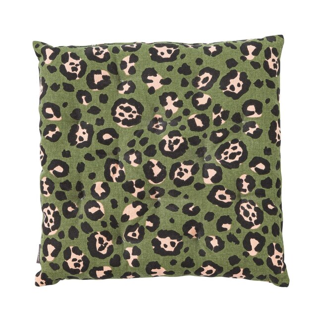 Linen & More Panther Print stoelkussen groen 40x40cm+5cm