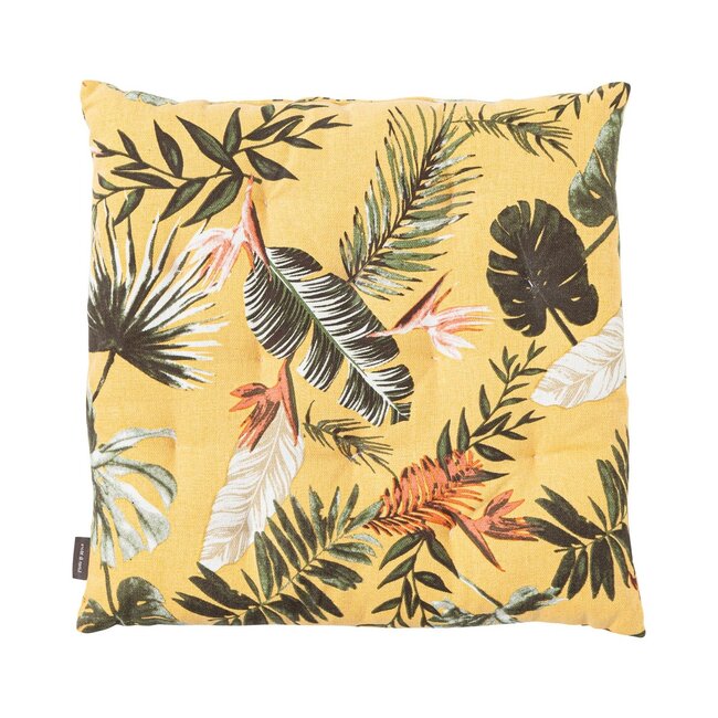 Linen & More Jungle stoelkussen geel 40x40cm+5cm