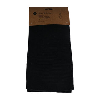 Linen & More Knitted theedoek zwart 50x70cm