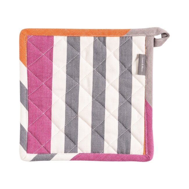 Linen & More Stripes Print Mauve Pannenlap Onderzetter rust 20x20cm