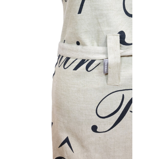 Linen & More Long Paris Cuisine Schort zwart 75x90cm