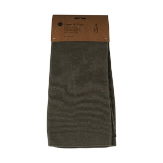 Linen & More Knitted theedoek sage 50x70cm