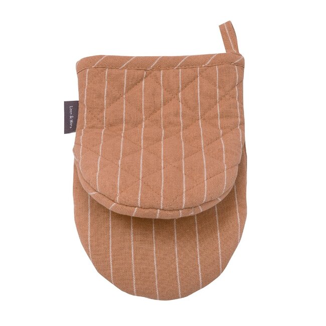 Linen & More Pinstripe Mini Ovenwant cafe bruin 14x20cm (set of 2)