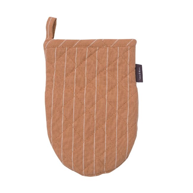 Linen & More Pinstripe Mini Ovenwant cafe bruin 14x20cm (set of 2)