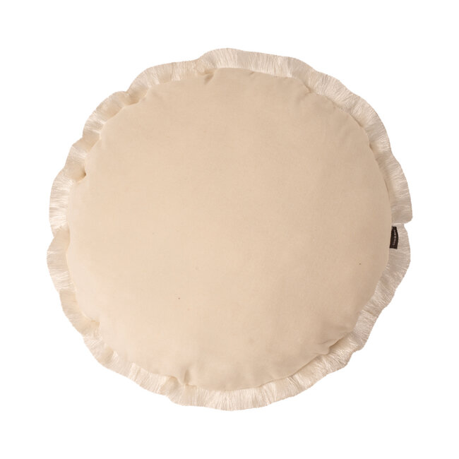 Linen & More Melody Fringes kussen wit dia 45cm