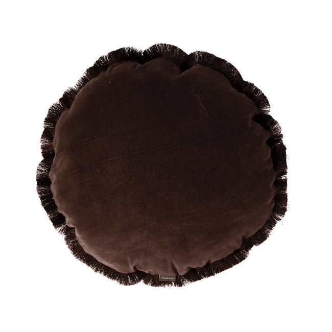 Linen & More Melody Fringes kussen bruin dia 45cm