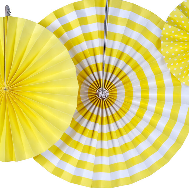 Linen & More Paper Yellow Fan Set  of 3