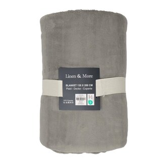 Linen & More Milky plaid licht grijs 130x200cm