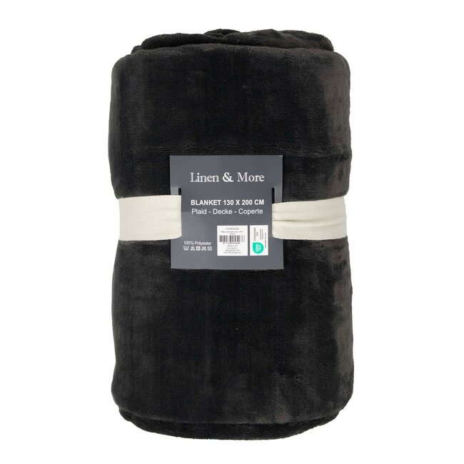 Linen & More Milky plaid donker grijs 130x200cm