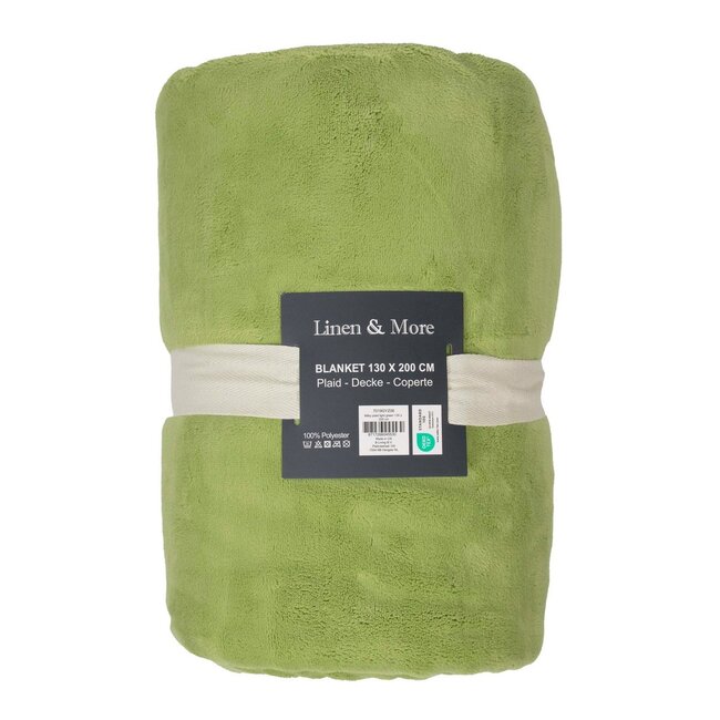 Linen & More Milky plaid licht groen 130x200cm