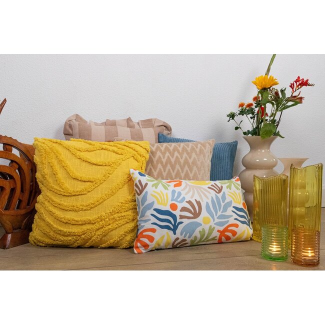 Linen & More Jodie Kussen getuft geel 45x45cm