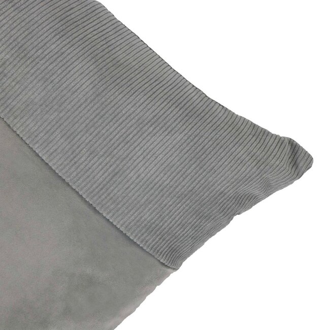 Linen & More Cushion velvet l. grey & corduroy 45 x 45 cm