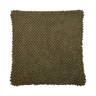 Linen & More Jumbo dots olive green cushion 45x45 cm
