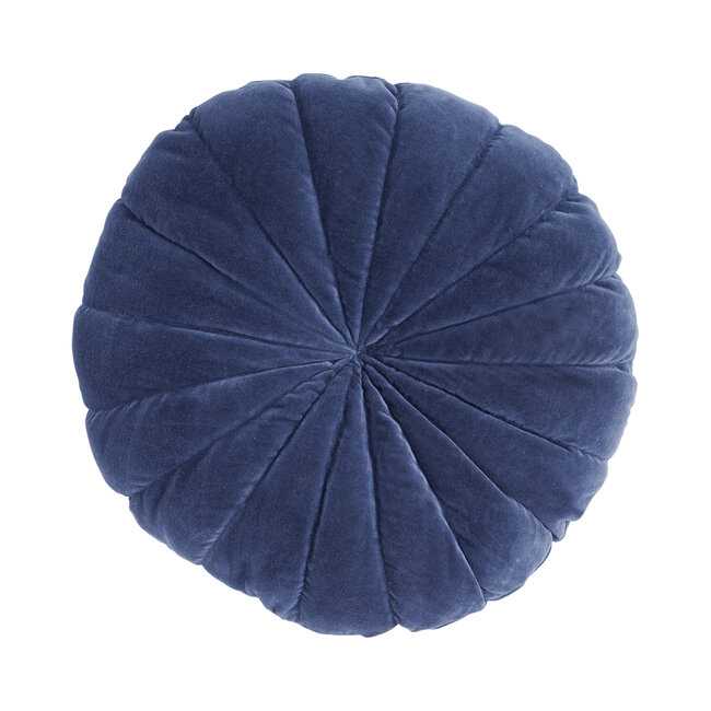 Linen & More Flower kussen blauw dia40x10cm